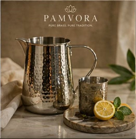 Hammered Steel Jug & Tumbler Set